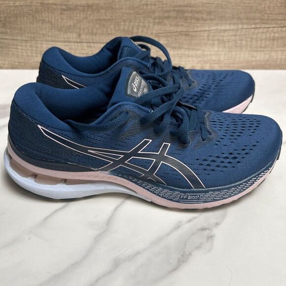 Asics Running Shoes Women's 8 Blue Pink Gel Kayano 28 1012B047 Sneakers Tennis - Picture 2 of 10